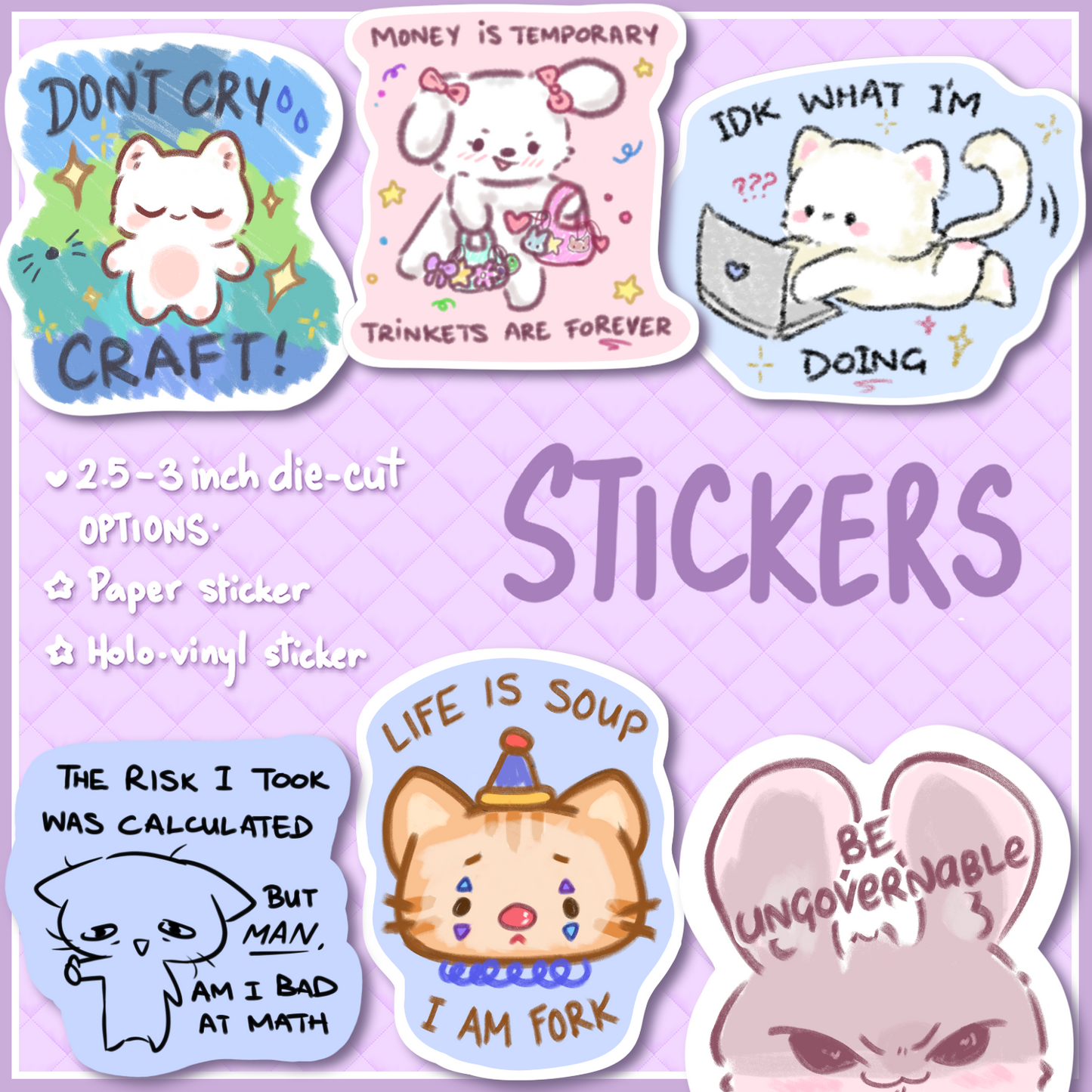 silly goofy die-cut stickers