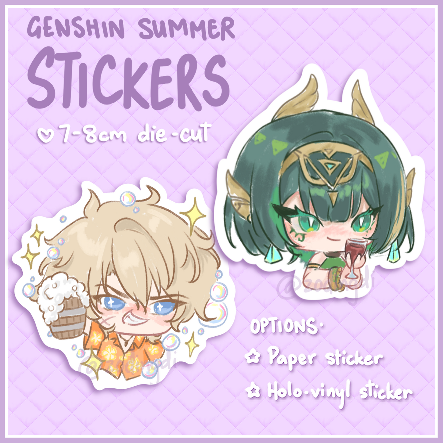 genshin summer die-cut stickers