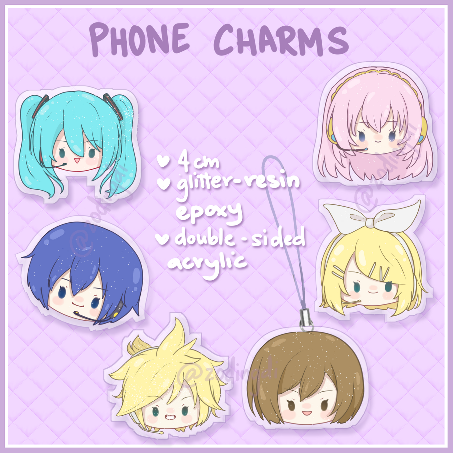 vocaloid/pjsk phone charms